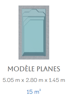 Piscine coque : PLANES (5,05. X 2,80 m)