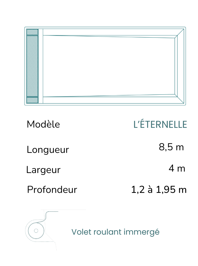 Piscine coque haut de gamme : L'ÉTERNELLE  ( 8,5 M X 4 M )