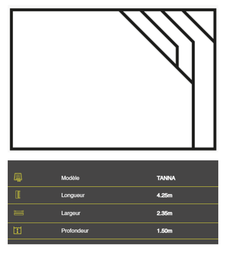 Piscine coque : -10m2 : TANNA (4,25 X 2,35)