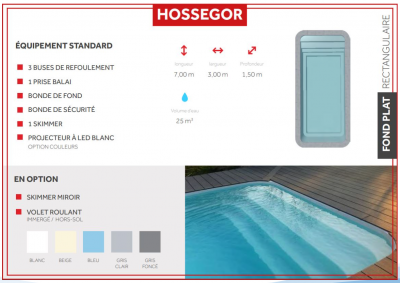 Piscine coque : HOSSEGOR  (7 X 3 m)